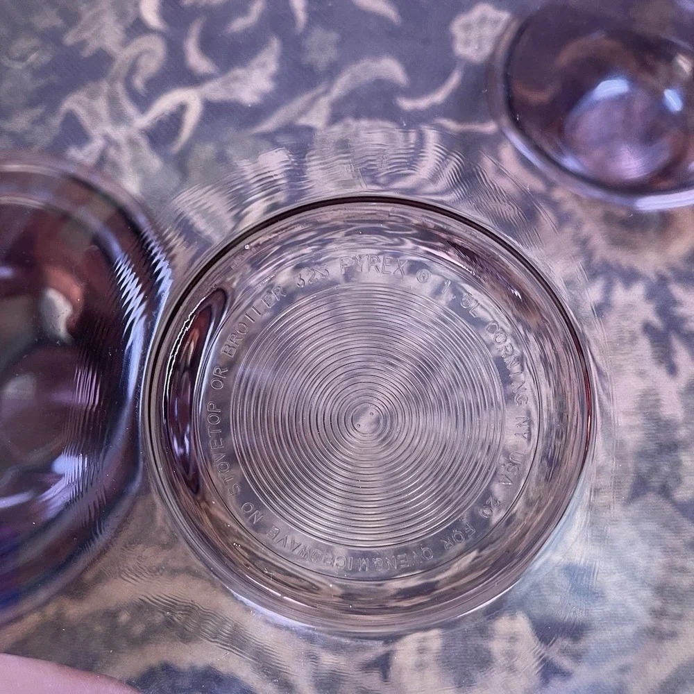 Vtg Set of 4 Pyrex Nesting Bowls Purple Color 4L 2.5L 1.5L 1L